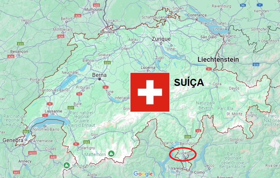 Suíça no Verão Lugano assegura natureza fabulosa Mapa Google Maps