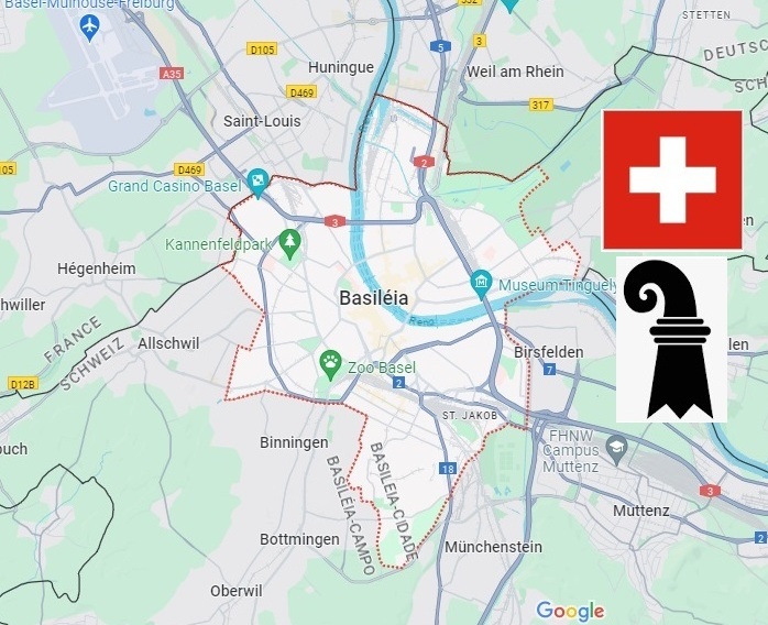 Suíça no Verão Prefeitura de Basileia é pura arte 2 Mapa Google Maps