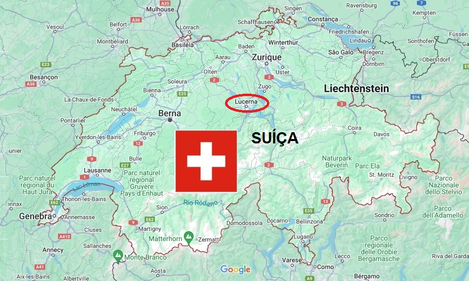 Suíça no Verão lacustre, Lucerna atrai pela beleza 1 Mapa Google Maps