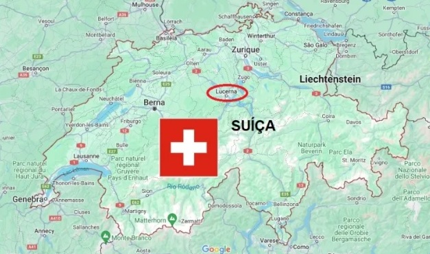 Suíça no Verão montes Pilatus e Rigi têm vistas fantásticas Mapa Google Maps