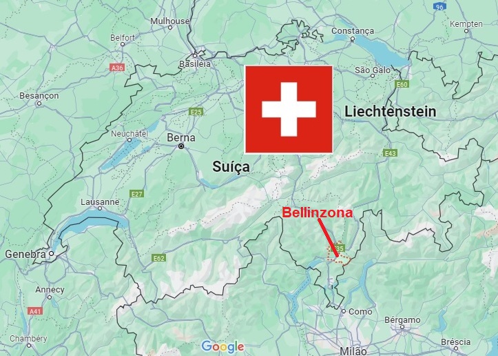 Suíça no verão Bellinzona encanta com castelos 1 Mapa Google Maps