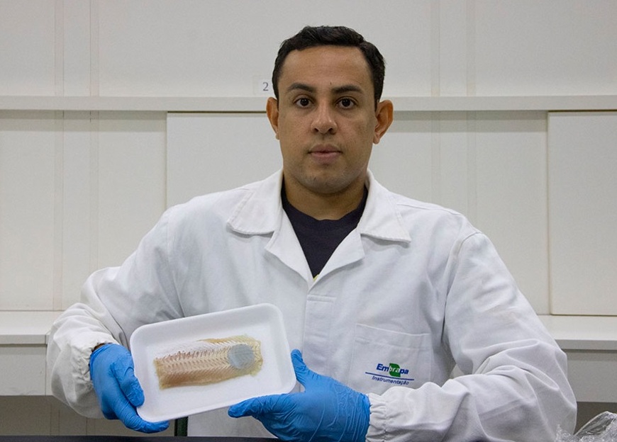 Embalagem muda de cor quando peixe estraga 1 Foto Matheus Falanga_divulgação Embrapa Instrumentação