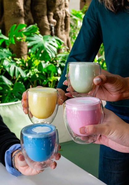 Santo Grão aposta em lattes vegetais e coloridos Foto Divulgação Santo Grão
